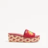 Bribri Raffia Wedge Slide με κεντημένο λουλούδι 65 mm