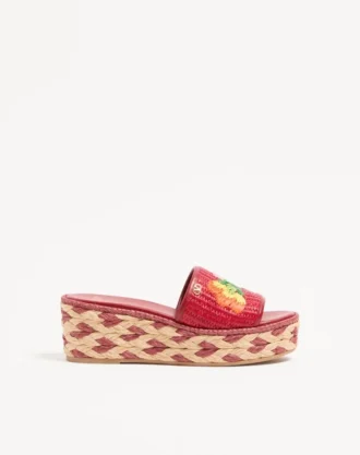 Bribri Raffia Wedge Slide με κεντημένο λουλούδι 65 mm Bribri Raffia Wedge Slide με κεντημένο λουλούδι 65 mm