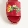 Bribri Raffia Wedge Slide με κεντημένο λουλούδι 65 mm