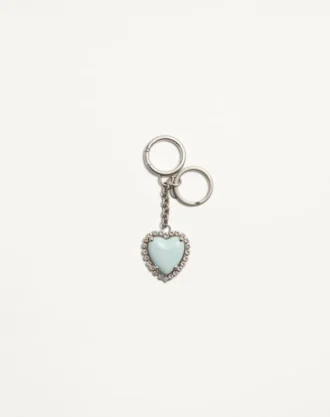 Coeur Hyperbole Bag Charm With Key Chain In Metal, Synthetic Material, And Crystals Coeur Hyperbole Bag Charm With Key Chain In Metal, Synthetic Material, And Crystals