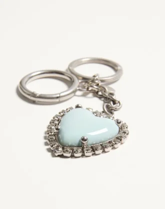 Coeur Hyperbole Bag Charm With Key Chain In Metal, Synthetic Material, And Crystals Coeur Hyperbole Bag Charm With Key Chain In Metal, Synthetic Material, And Crystals