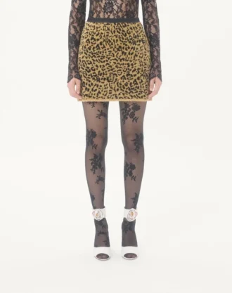 Φούστα από πλεκτό Lurex με ζακάρ animal print