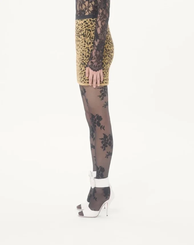 Φούστα από πλεκτό Lurex με ζακάρ animal print Φούστα από πλεκτό Lurex με ζακάρ animal print