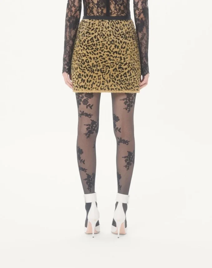 Φούστα από πλεκτό Lurex με ζακάρ animal print Φούστα από πλεκτό Lurex με ζακάρ animal print