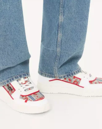 Freedots Low-Top Sneaker από δέρμα μοσχαριού και ύφασμα Voyage Imaginaire