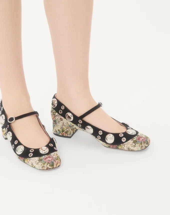 Γόβες Mary-Jane Nellcôte από ύφασμα Papier Floral Jacquard 30 mm Γόβες Mary-Jane Nellcôte από ύφασμα Papier Floral Jacquard 30 mm