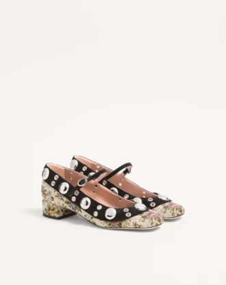 Γόβες Mary-Jane Nellcôte από ύφασμα Papier Floral Jacquard 30 mm