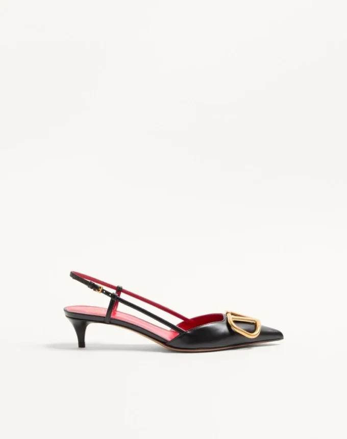 Γόβες με λουράκι από δέρμα μοσχαριού με λογότυπο Vlogo 40Mm / 1,6 ίντσες.