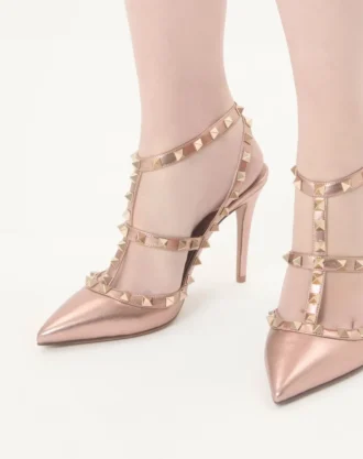 Γόβες Rockstud από πλαστικοποιημένο δέρμα νάπα 100 mm