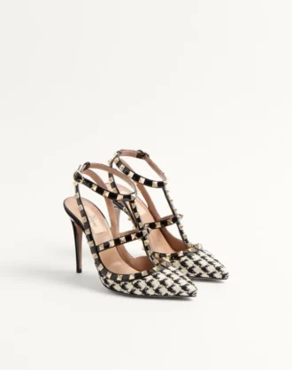 Γόβες Rockstud από ύφασμα Pied-De-Poule 100 mm