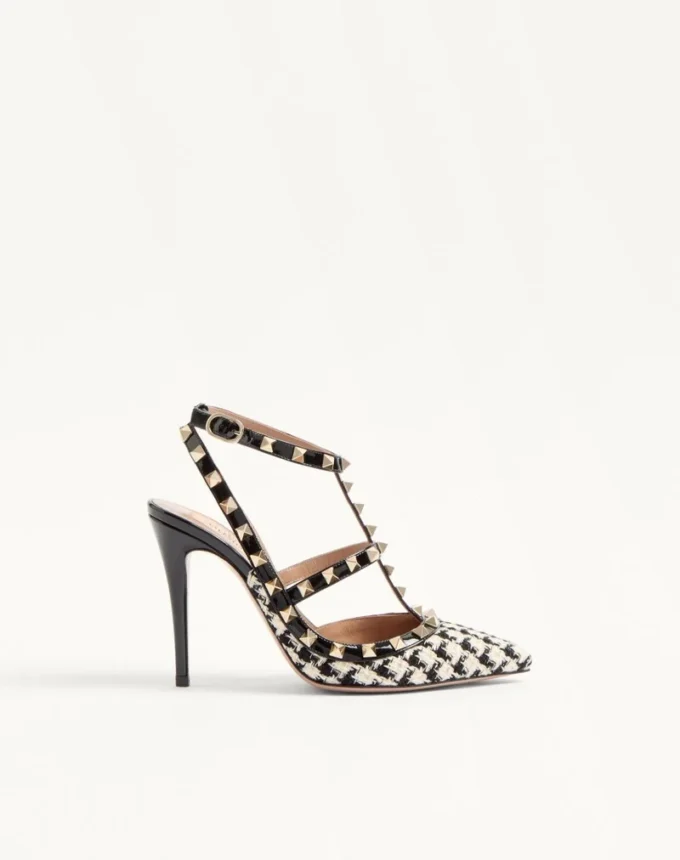 Γόβες Rockstud από ύφασμα Pied-De-Poule 100 mm