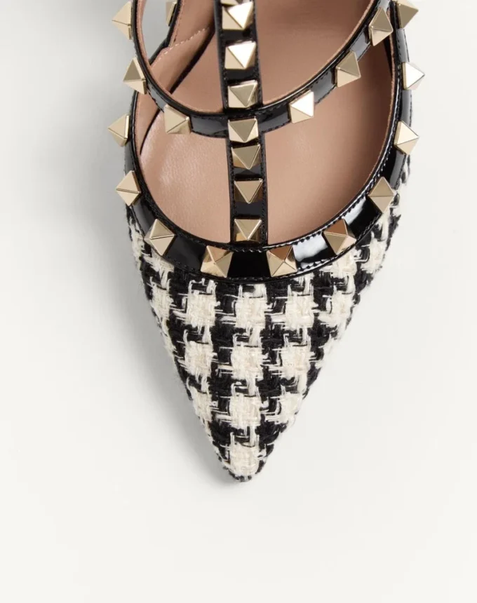 Γόβες Rockstud από ύφασμα Pied-De-Poule 100 mm