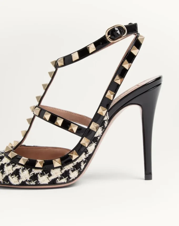 Γόβες Rockstud από ύφασμα Pied-De-Poule 100 mm