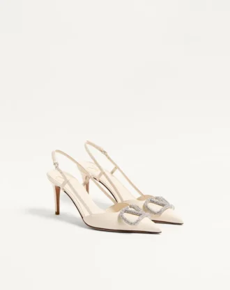 Γόβες Slingback με υπογραφή Vlogo από δέρμα μοσχαριού 80 mm