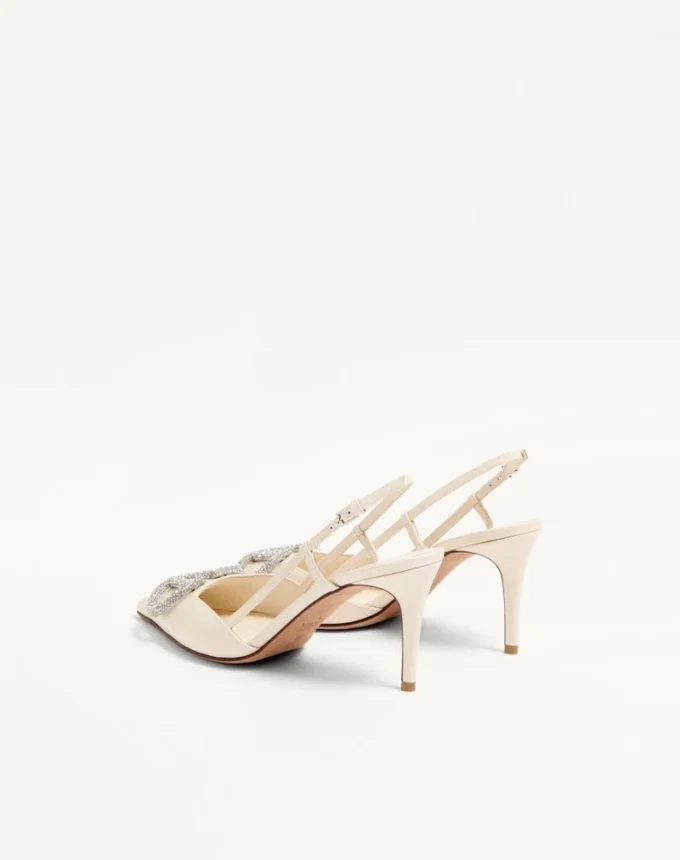 Γόβες Slingback με υπογραφή Vlogo από δέρμα μοσχαριού 80 mm