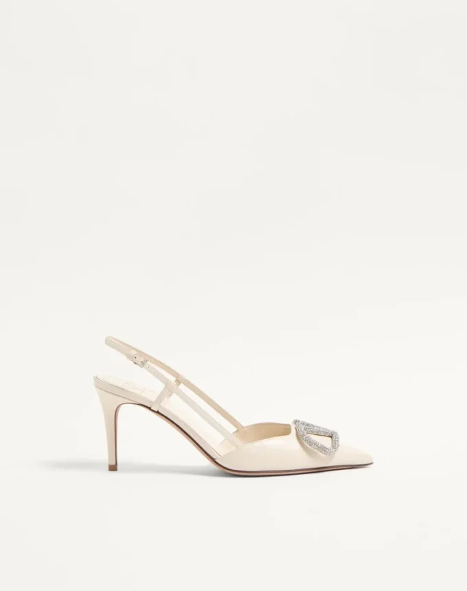 Γόβες Slingback με υπογραφή Vlogo από δέρμα μοσχαριού 80 mm