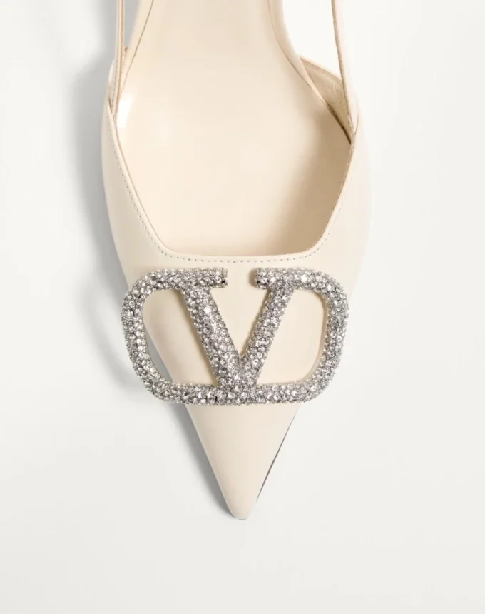 Γόβες Slingback με υπογραφή Vlogo από δέρμα μοσχαριού 80 mm