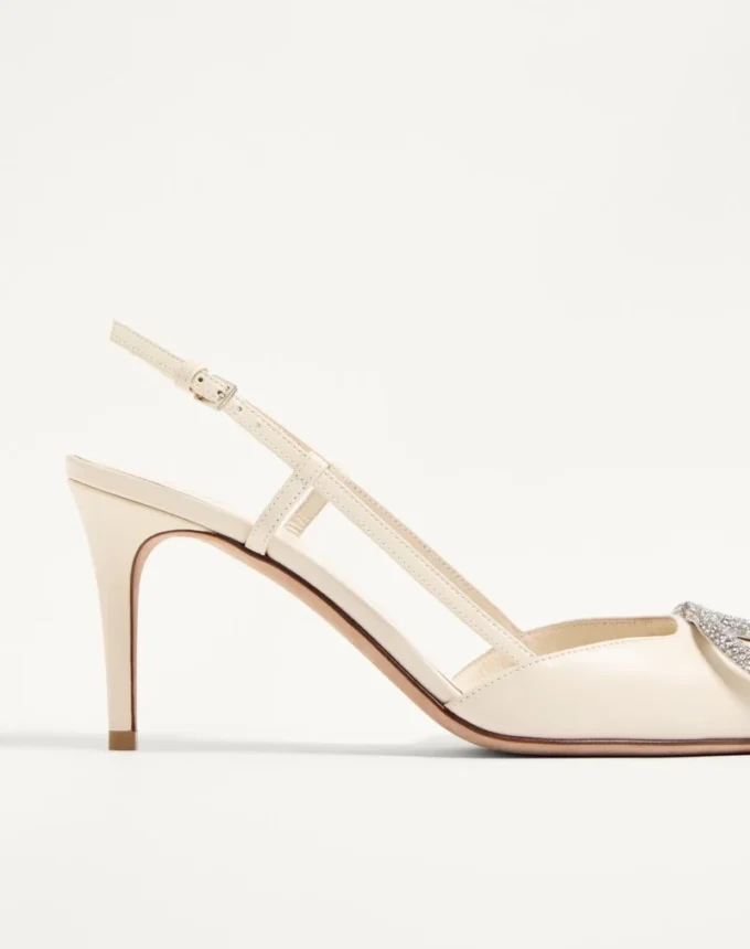 Γόβες Slingback με υπογραφή Vlogo από δέρμα μοσχαριού 80 mm