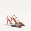 Γόβες Slingback με υπογραφή Vlogo σε τζιν με κεντημένο σχέδιο Cherryfic 80 mm Γόβες Slingback με υπογραφή Vlogo σε τζιν με κεντημένο σχέδιο Cherryfic 80 mm