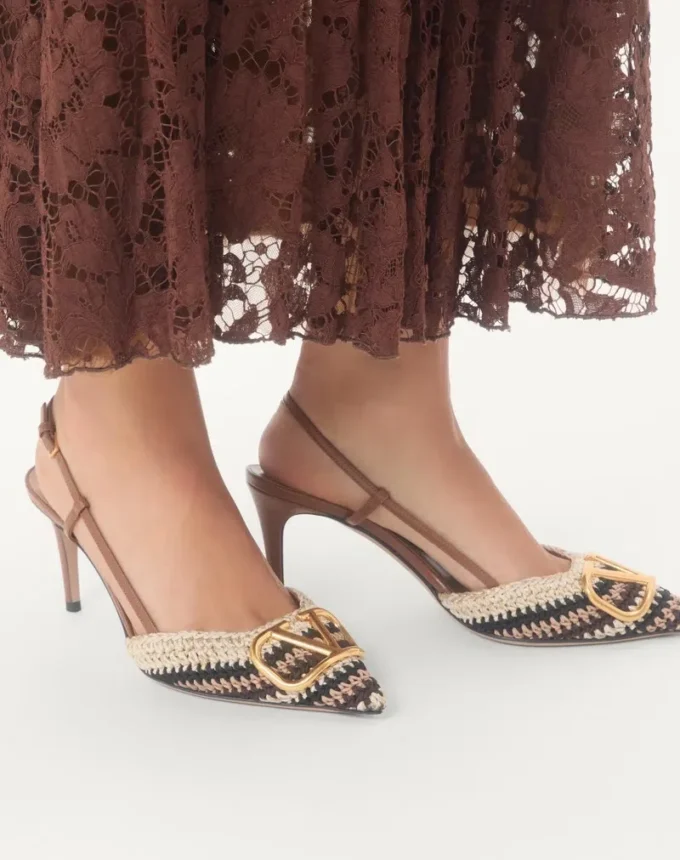Γόβες Vlogo Signature Slingback με κροσέ κεντήματα 80 mm Γόβες Vlogo Signature Slingback με κροσέ κεντήματα 80 mm
