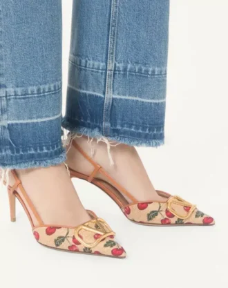 Γόβες Vlogo Signature Slingback με μοτίβο Cherryfic 80 mm