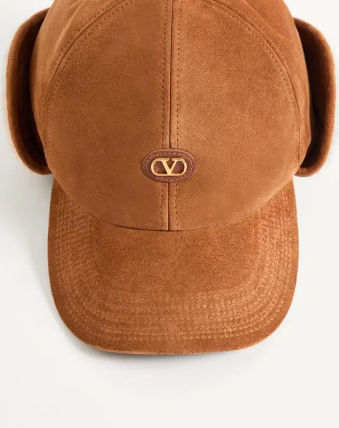 Κάπα μπέιζμπολ Valentino Garavani Vlogo Signature από σουέτ και δέρμα προβάτου