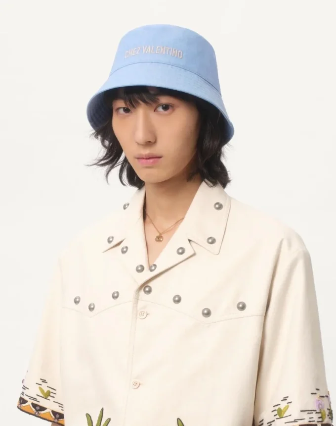 Καπέλο Chez Valentino Denim Bucket με κεντήματα