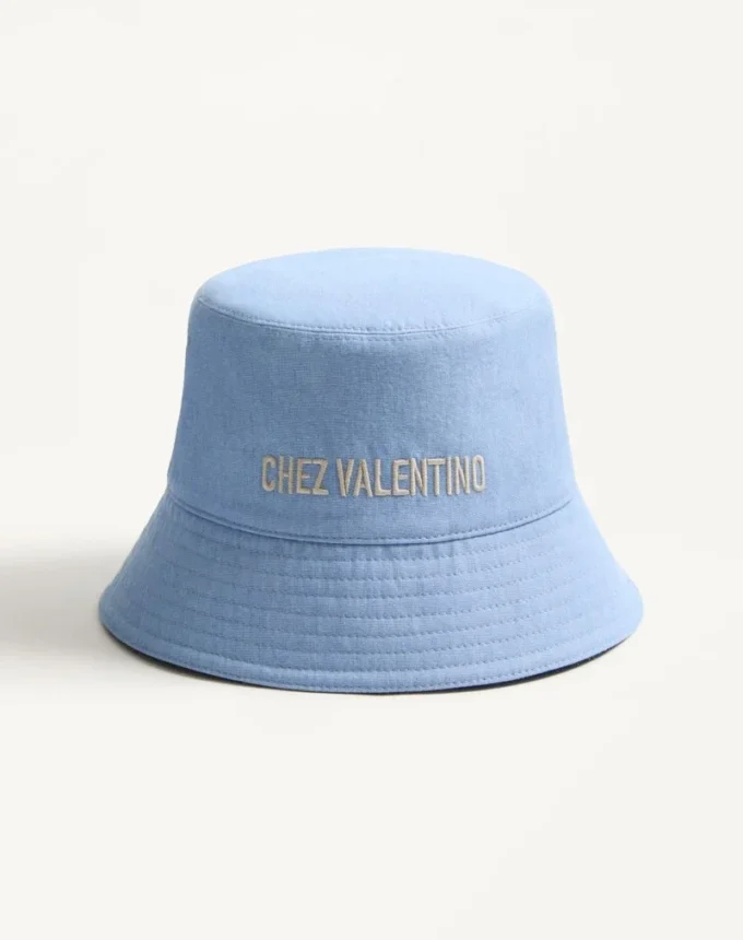 Καπέλο Chez Valentino Denim Bucket με κεντήματα