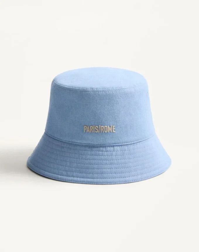 Καπέλο Chez Valentino Denim Bucket με κεντήματα