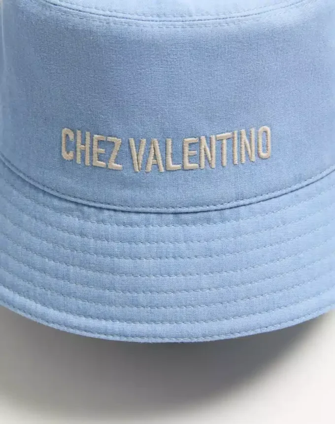 Καπέλο Chez Valentino Denim Bucket με κεντήματα