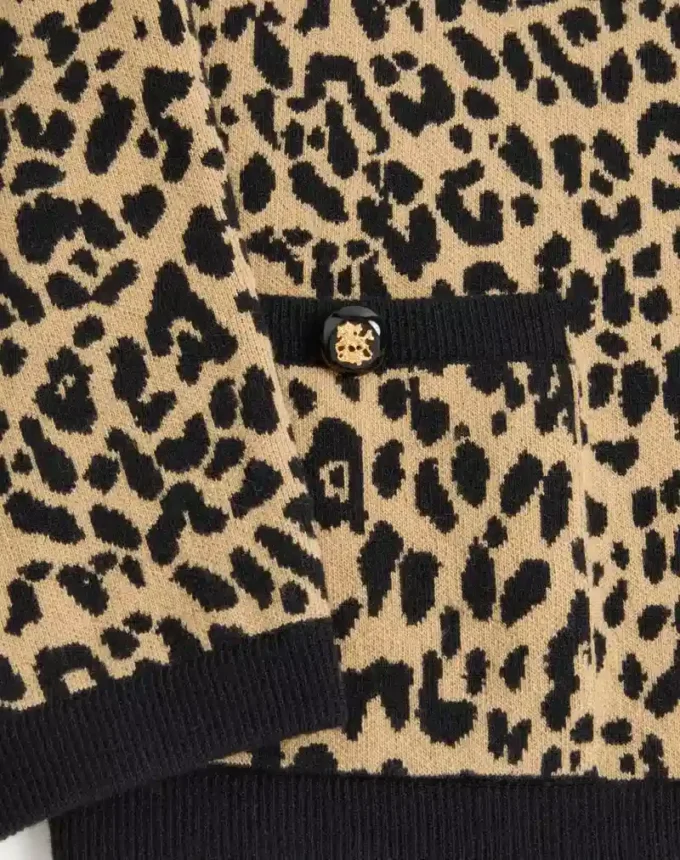 Καρδιγκάν από μαλλί Valentino με ζακάρ Fauve Eclat Animal Print Καρδιγκάν από μαλλί Valentino με ζακάρ Fauve Eclat Animal Print