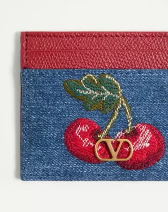 Κάρτα Vlogo Signature Denim με κεντημένο σχέδιο Cherryfic