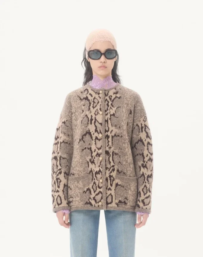 Κασμιρένια ζακέτα με animal print