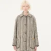 Καστανό καμπαρντίνο από μαλλί με Fauve Eclat Animal Print Καστανό καμπαρντίνο από μαλλί με Fauve Eclat Animal Print