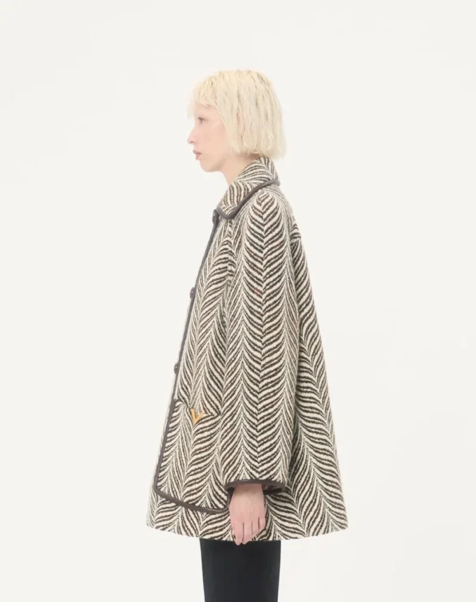 Καστανό καμπαρντίνο από μαλλί με Fauve Eclat Animal Print Καστανό καμπαρντίνο από μαλλί με Fauve Eclat Animal Print