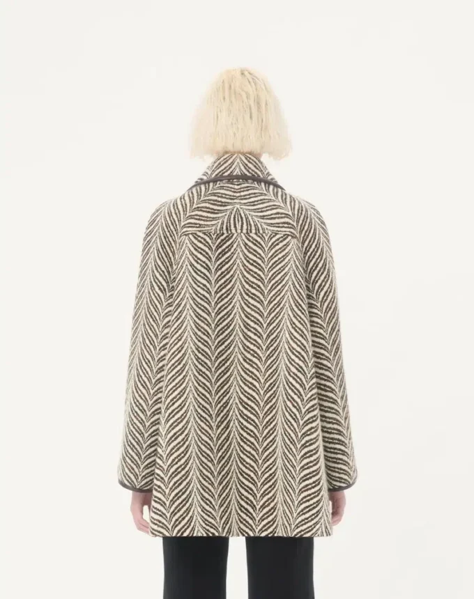 Καστανό καμπαρντίνο από μαλλί με Fauve Eclat Animal Print Καστανό καμπαρντίνο από μαλλί με Fauve Eclat Animal Print