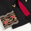 Κεντημένο σακάκι Valentino με ζώνη από γκαμπαρντίνα μαλλιού με VGold Κεντημένο σακάκι Valentino με ζώνη από γκαμπαρντίνα μαλλιού με VGold