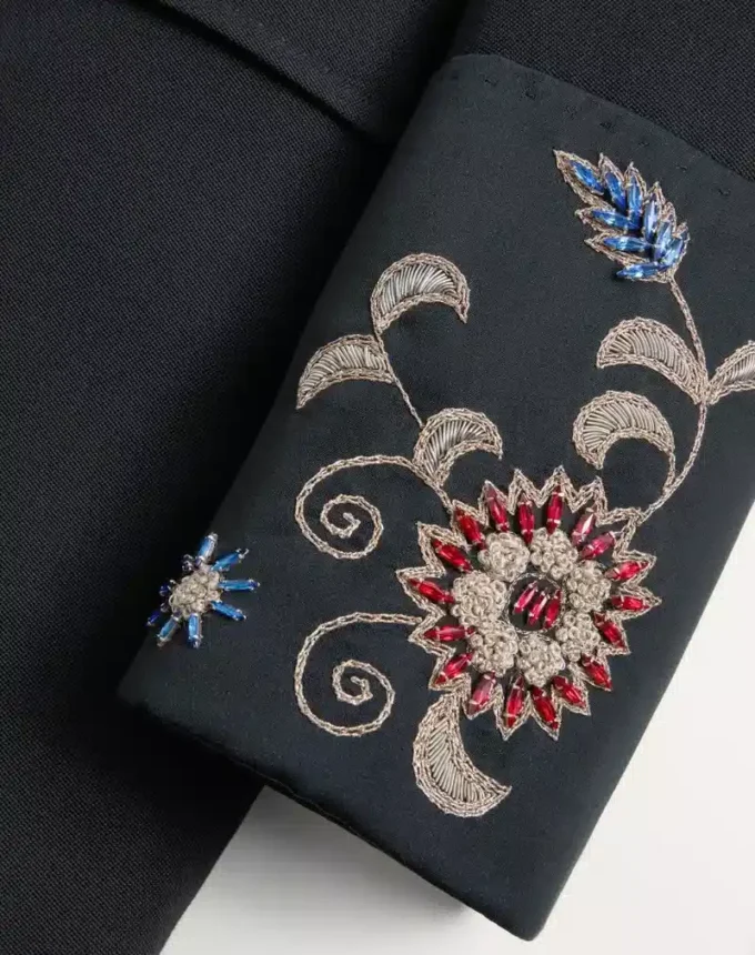 Κεντημένο σακάκι Valentino με ζώνη από μαλλί Grain De Poudre Κεντημένο σακάκι Valentino με ζώνη από μαλλί Grain De Poudre