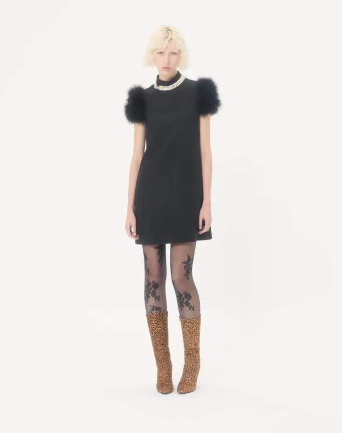 Κοντό φόρεμα Crepe Couture με φτερά