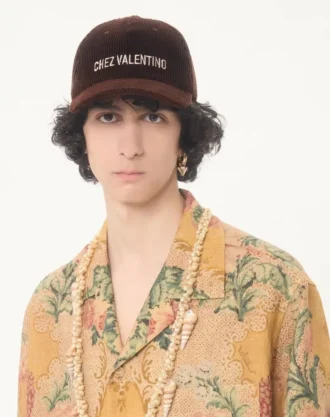 Κουκούλα μπέιζμπολ Chez Valentino από βελούδο με κεντήματα