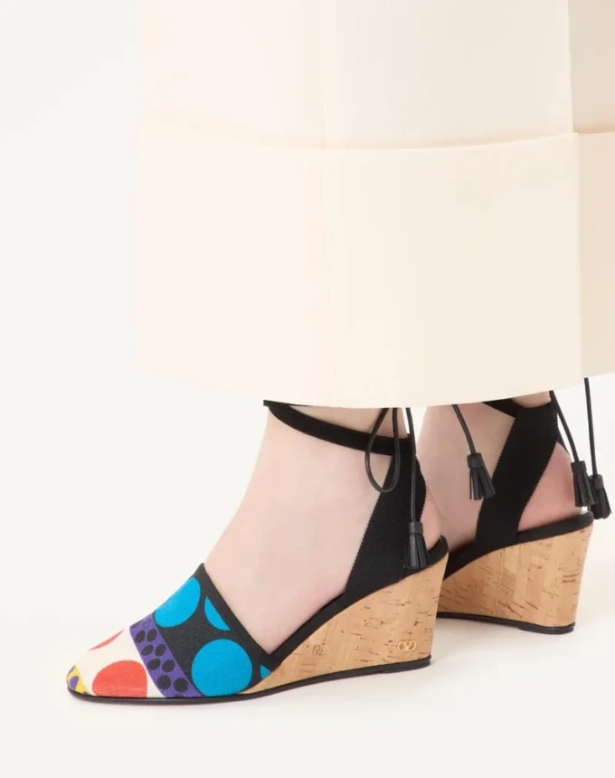 La Cruisette Wedge σε καμβά Optical Pois 75 mm
