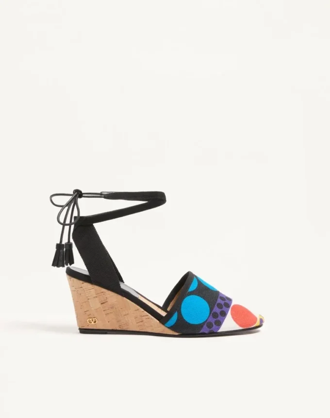 La Cruisette Wedge σε καμβά Optical Pois 75 mm