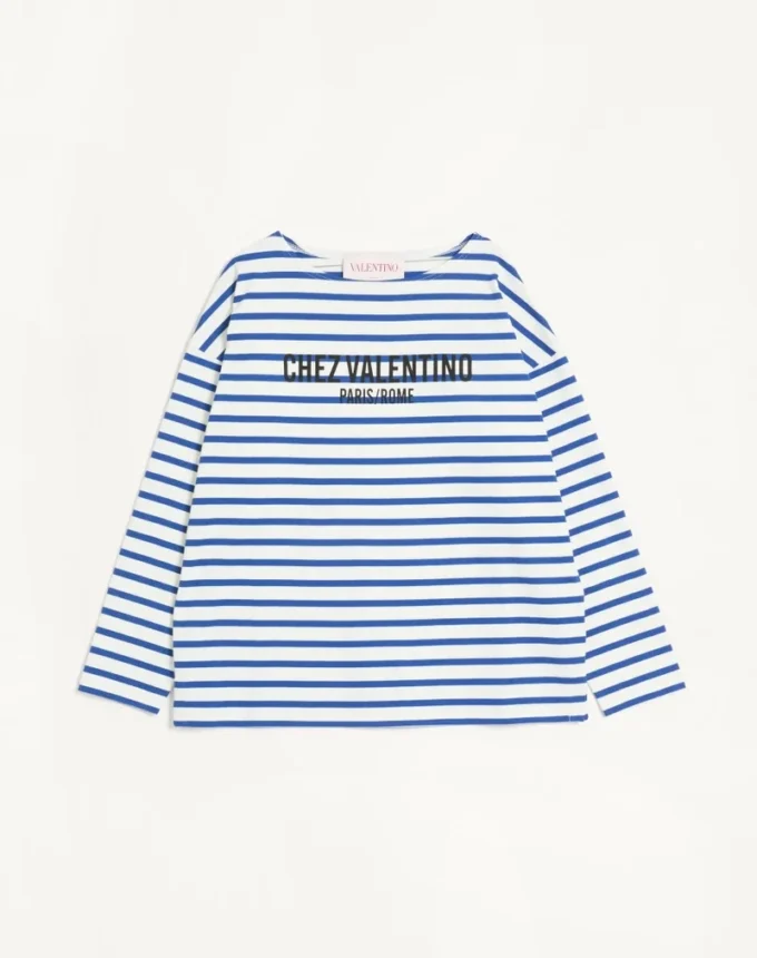 Μακρυμάνικο βαμβακερό T-shirt με τύπωμα Chez Valentino Μακρυμάνικο βαμβακερό T-shirt με τύπωμα Chez Valentino