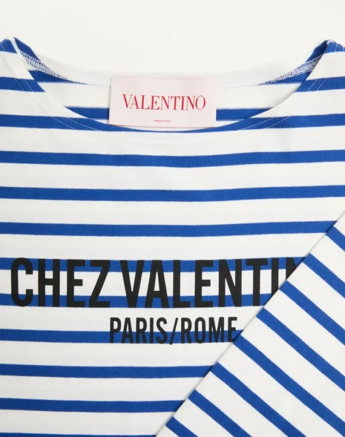 Μακρυμάνικο βαμβακερό T-shirt με τύπωμα Chez Valentino Μακρυμάνικο βαμβακερό T-shirt με τύπωμα Chez Valentino