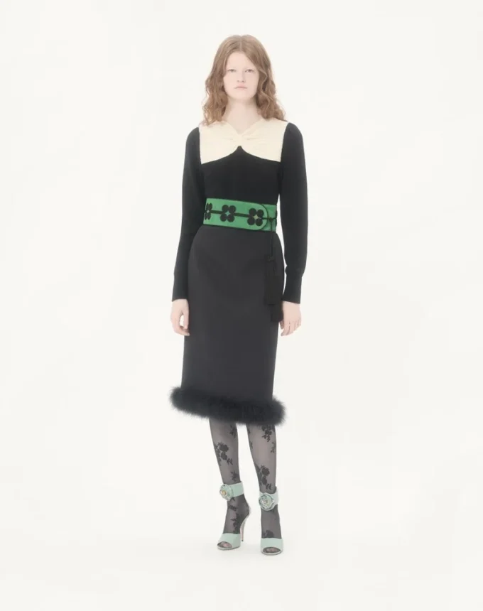 Κρεπ φούστα Couture με φτερά