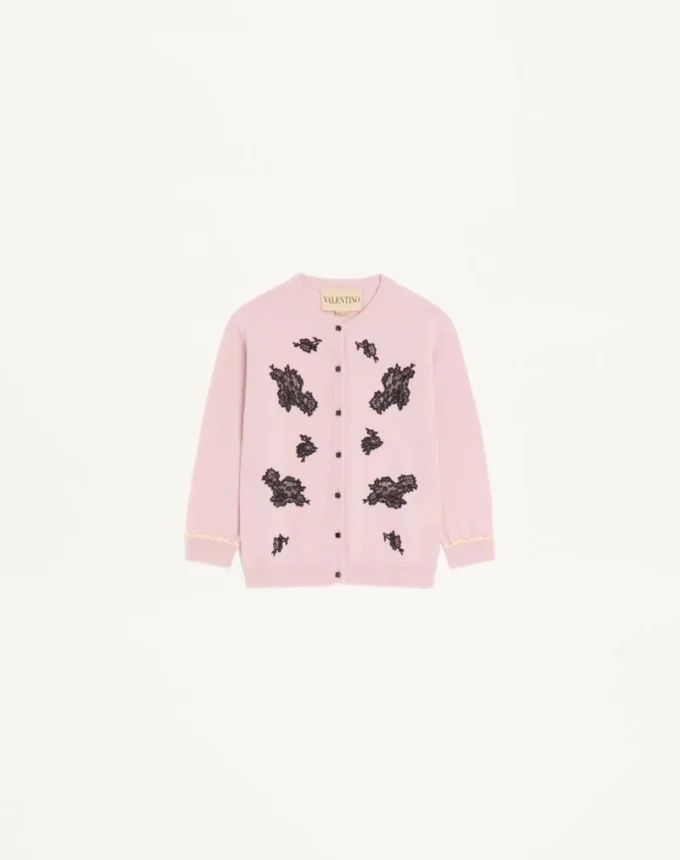 Μαλλί Cardigan με δαντέλα Μαλλί Cardigan με δαντέλα