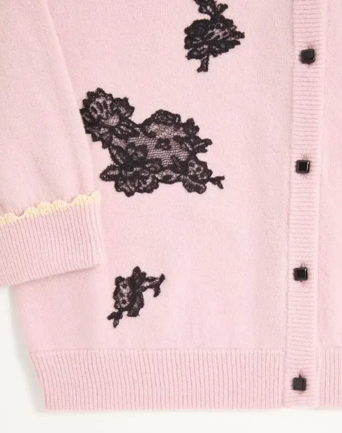 Μαλλί Cardigan με δαντέλα Μαλλί Cardigan με δαντέλα
