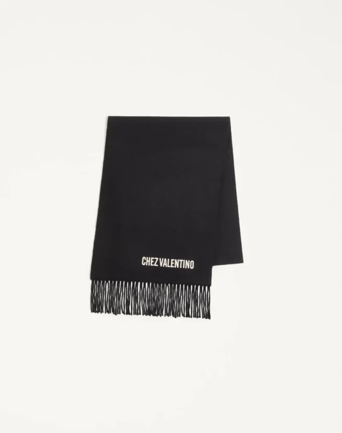 Μαλλί κασκόλ Valentino με κεντημένο λογότυπο Chez Valentino