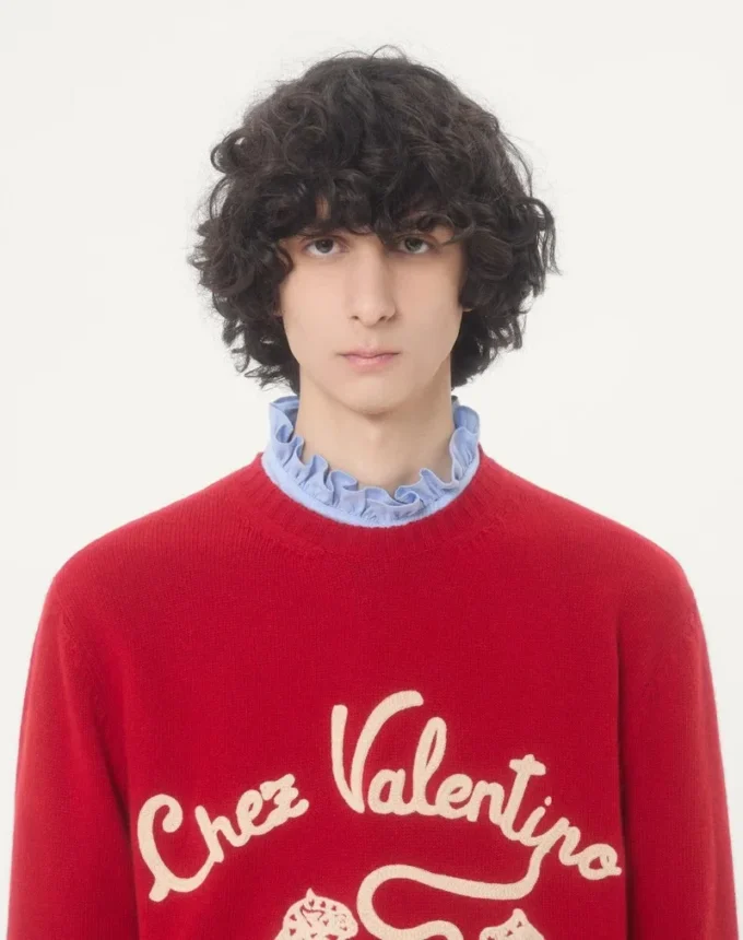 Μαλλί πουλόβερ Valentino με κεντημένο Chez Valentino & Panther Μαλλί πουλόβερ Valentino με κεντημένο Chez Valentino & Panther
