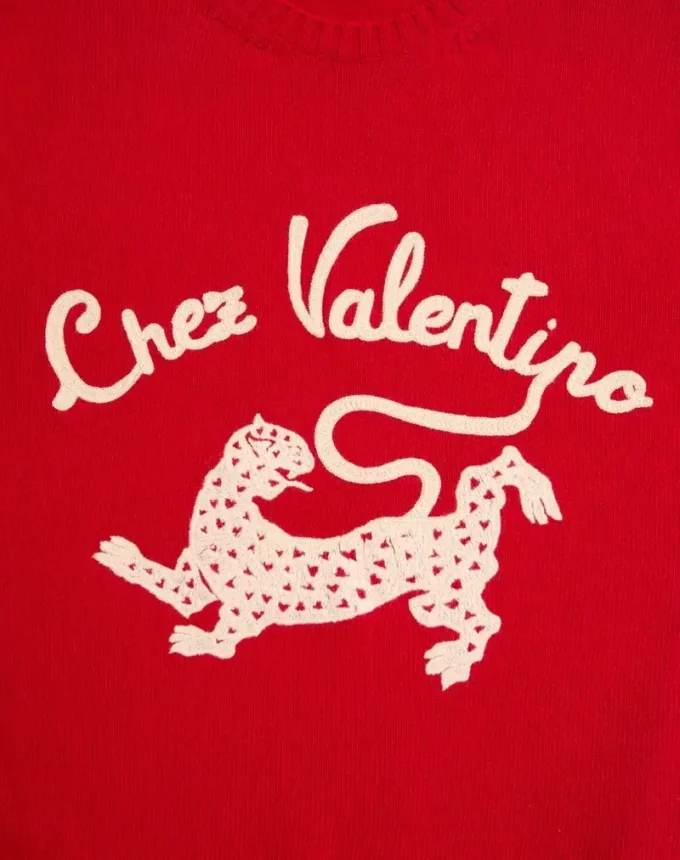 Μαλλί πουλόβερ Valentino με κεντημένο Chez Valentino & Panther Μαλλί πουλόβερ Valentino με κεντημένο Chez Valentino & Panther